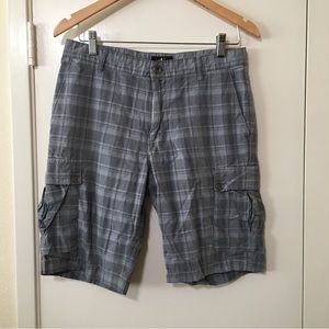 Calvin Klein Cargo Shorts Regular Fit 10" Ins Light Weight Gray Plaid Cotton